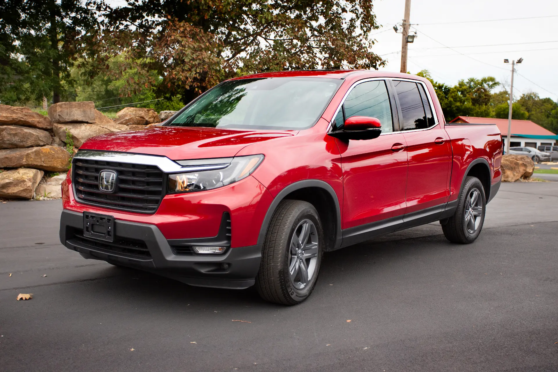 Red Honda pickup truck exterior